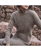 Donkertaupe trui Carmelle