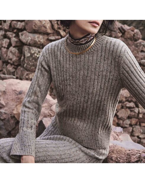 Donkertaupe trui Carmelle