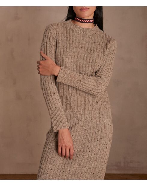 Donkertaupe trui Carmelle