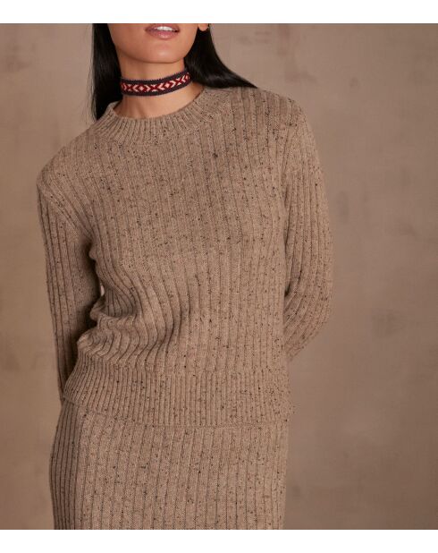 Donkertaupe trui Carmelle