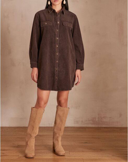 Blusa Cendra in velluto color cioccolato