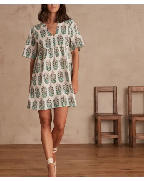 Weißes bedrucktes Kleid Albana