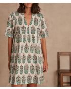 Weißes bedrucktes Kleid Albana