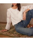 Ecrufarbene Stickbluse Palma