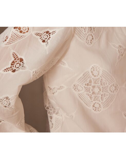 Ecrufarbene Stickbluse Palma