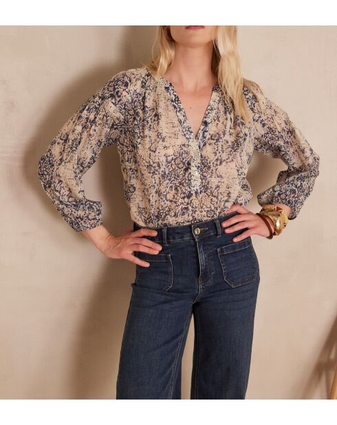 Blusa stampata blu prugna