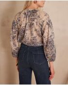 Blusa stampata blu prugna