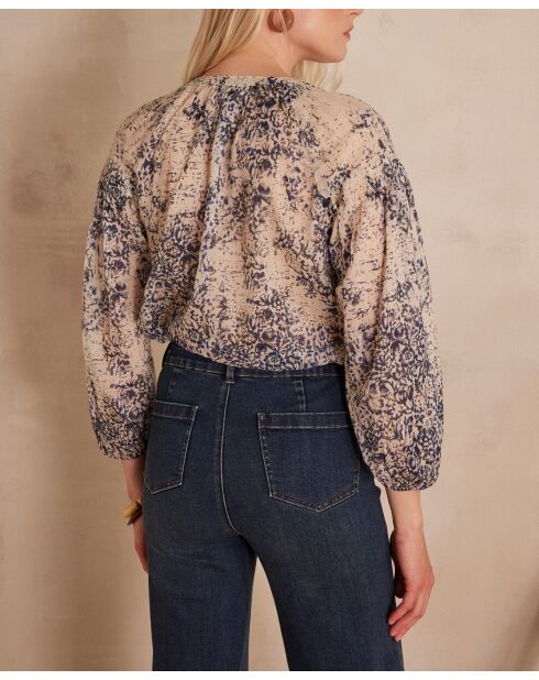 Blusa stampata blu prugna