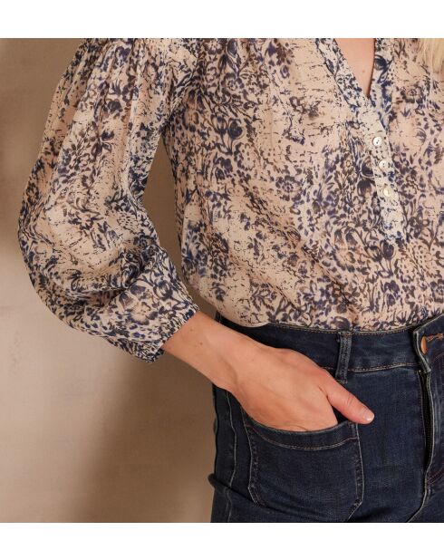 Blusa stampata blu prugna