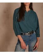 Bestickte Petrolbluse Barbara
