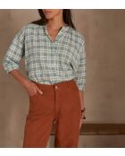Blouse Belle à carreaux turquoise