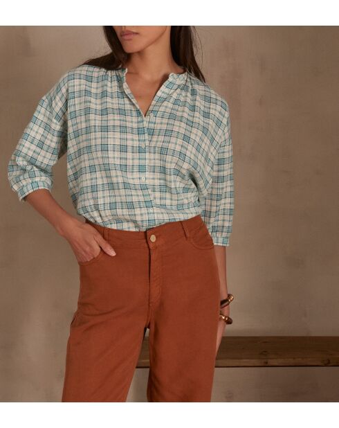 Blouse Belle à carreaux turquoise