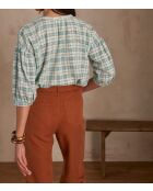 Blouse Belle à carreaux turquoise