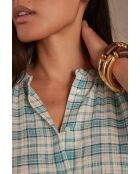 Blouse Belle à carreaux turquoise
