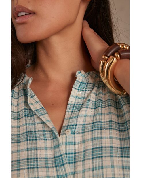 Blouse Belle à carreaux turquoise