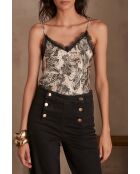 Mindy ecrufarbene bedruckte Bluse