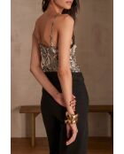 Mindy ecrufarbene bedruckte Bluse
