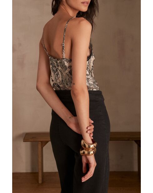 Mindy ecrufarbene bedruckte Bluse