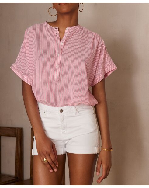 Blusa a righe fucsia leggera Pia
