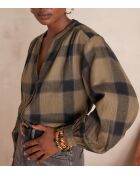 Blusa Samantha in tartan color mandorla