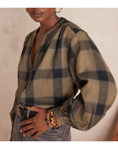 Blusa Samantha in tartan color mandorla