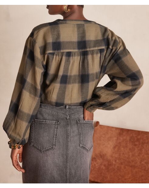 Blusa Samantha in tartan color mandorla