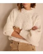 Ecrufarbener Buster-Pullover