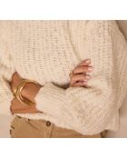 Ecrufarbener Buster-Pullover