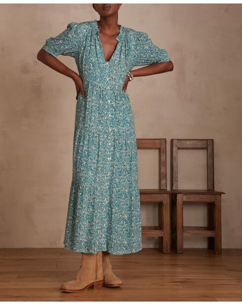 Vestido estampado turquesa Manale