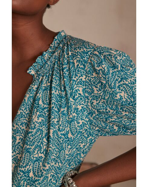 Vestido estampado turquesa Manale