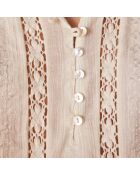 Cherryna ecrufarbene Stickbluse