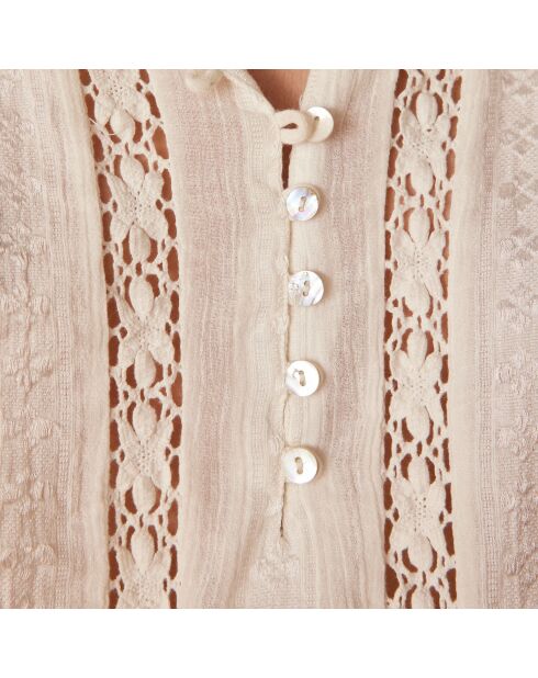 Cherryna ecrufarbene Stickbluse