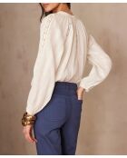 Cherryna ecrufarbene Stickbluse