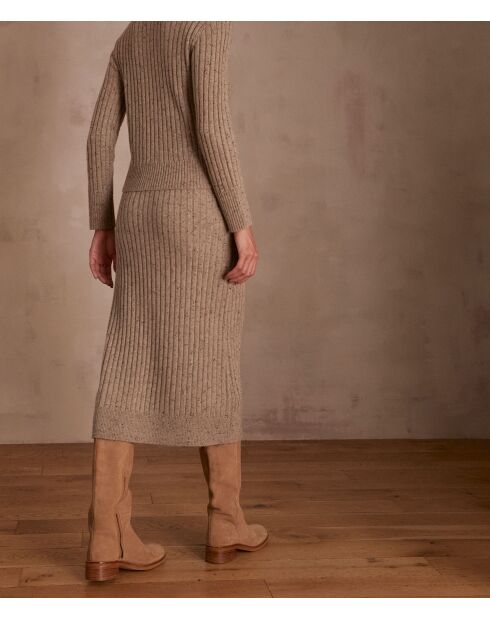 Emma donkertaupe gebreide rok