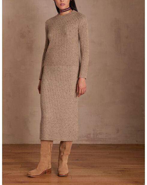 Emma donkertaupe gebreide rok