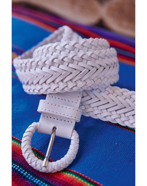 Ceinture moyenne Enzo en cuir blanche
