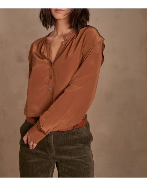 Blouse en satin Bradley camel