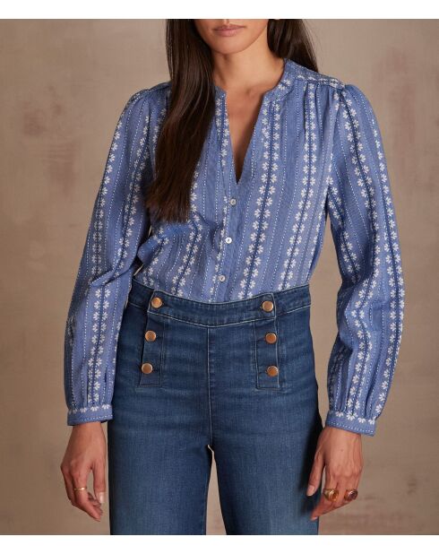 Ecrufarbene Jacquard-Bluse Bergamote