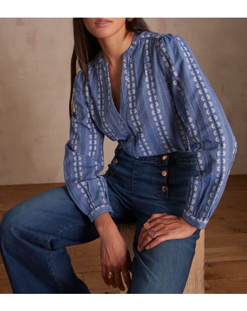 Ecrufarbene Jacquard-Bluse Bergamote