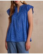 Billie blaue Bluse mit Arabeskenmuster