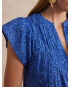Billie blaue Bluse mit Arabeskenmuster