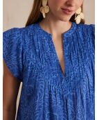 Billie blaue Bluse mit Arabeskenmuster