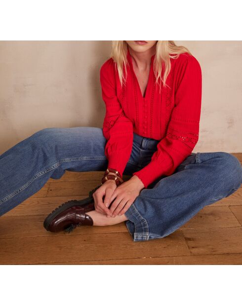 Rote bestickte Bluse Baila