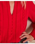 Rote bestickte Bluse Baila
