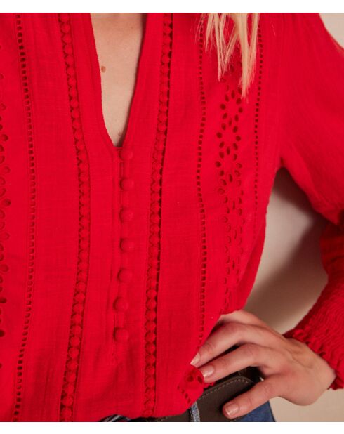 Rote bestickte Bluse Baila