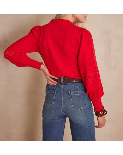 Rote bestickte Bluse Baila