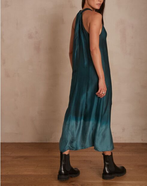 Robe Amandine imprimée pétrole