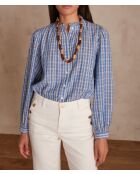 Blouse Bonnie à carreaux bleu moyen