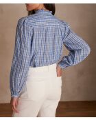 Blouse Bonnie à carreaux bleu moyen