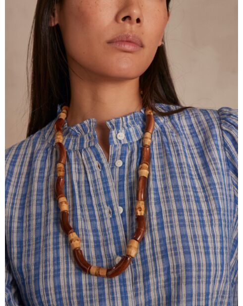 Blouse Bonnie à carreaux bleu moyen